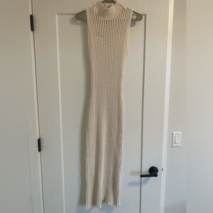 Zara cream body-con knitted high neck dress